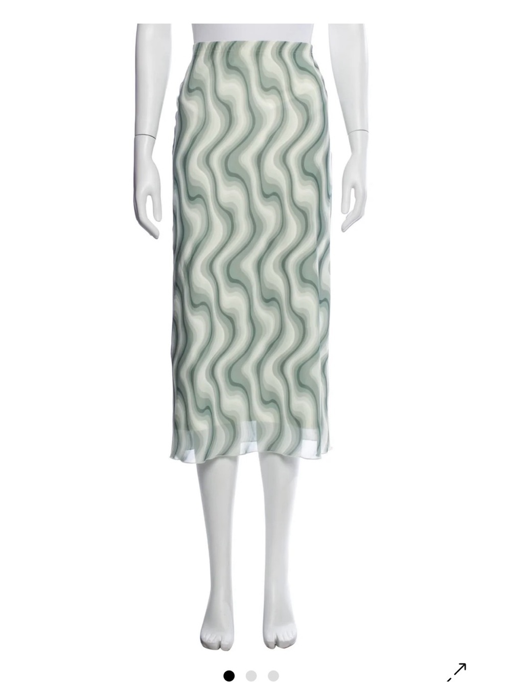 Reformation Miaou Moni Green and White Midi Skirt